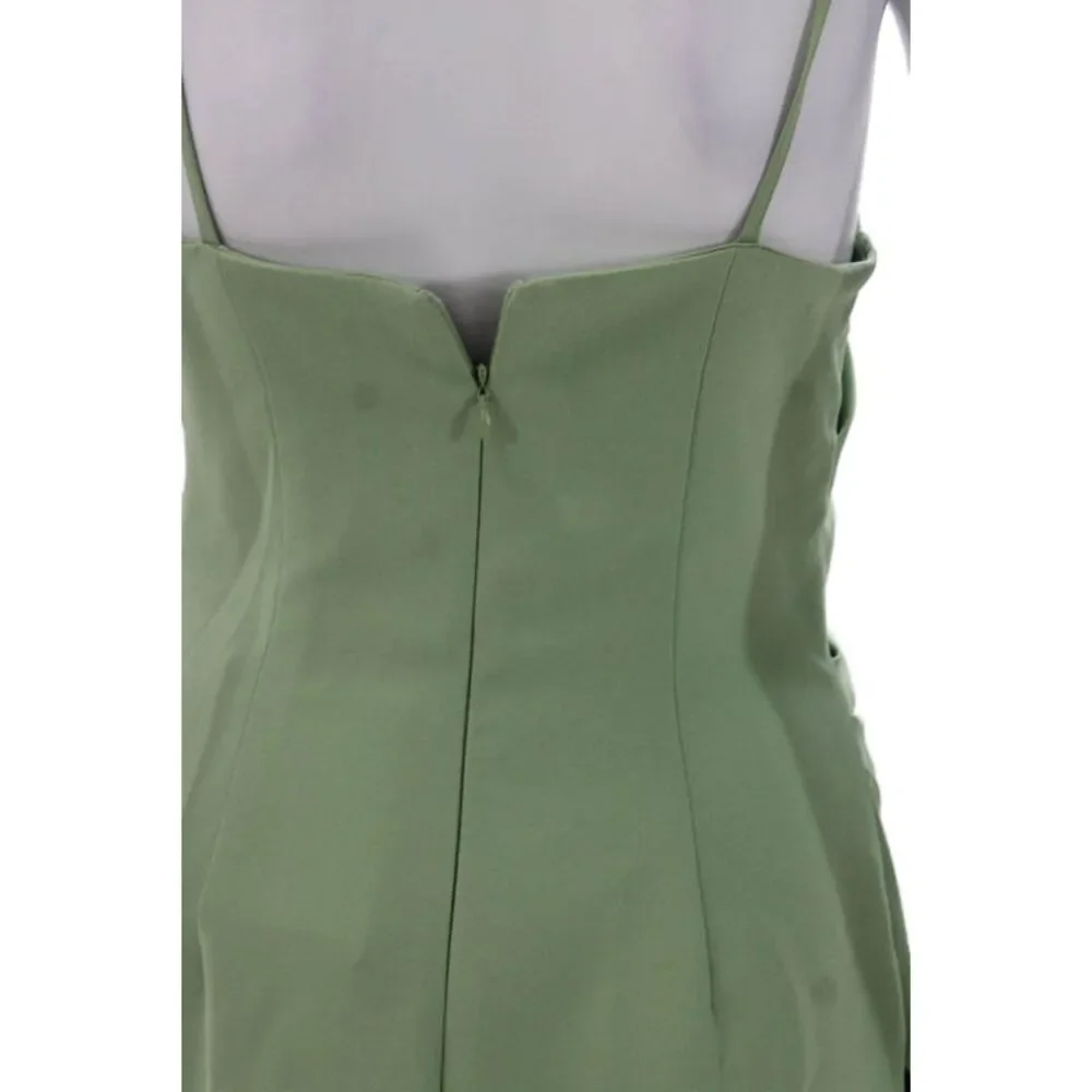 Marella Women Slip Dress Green Square Neck Sleeveless Mid-Calf Size 0